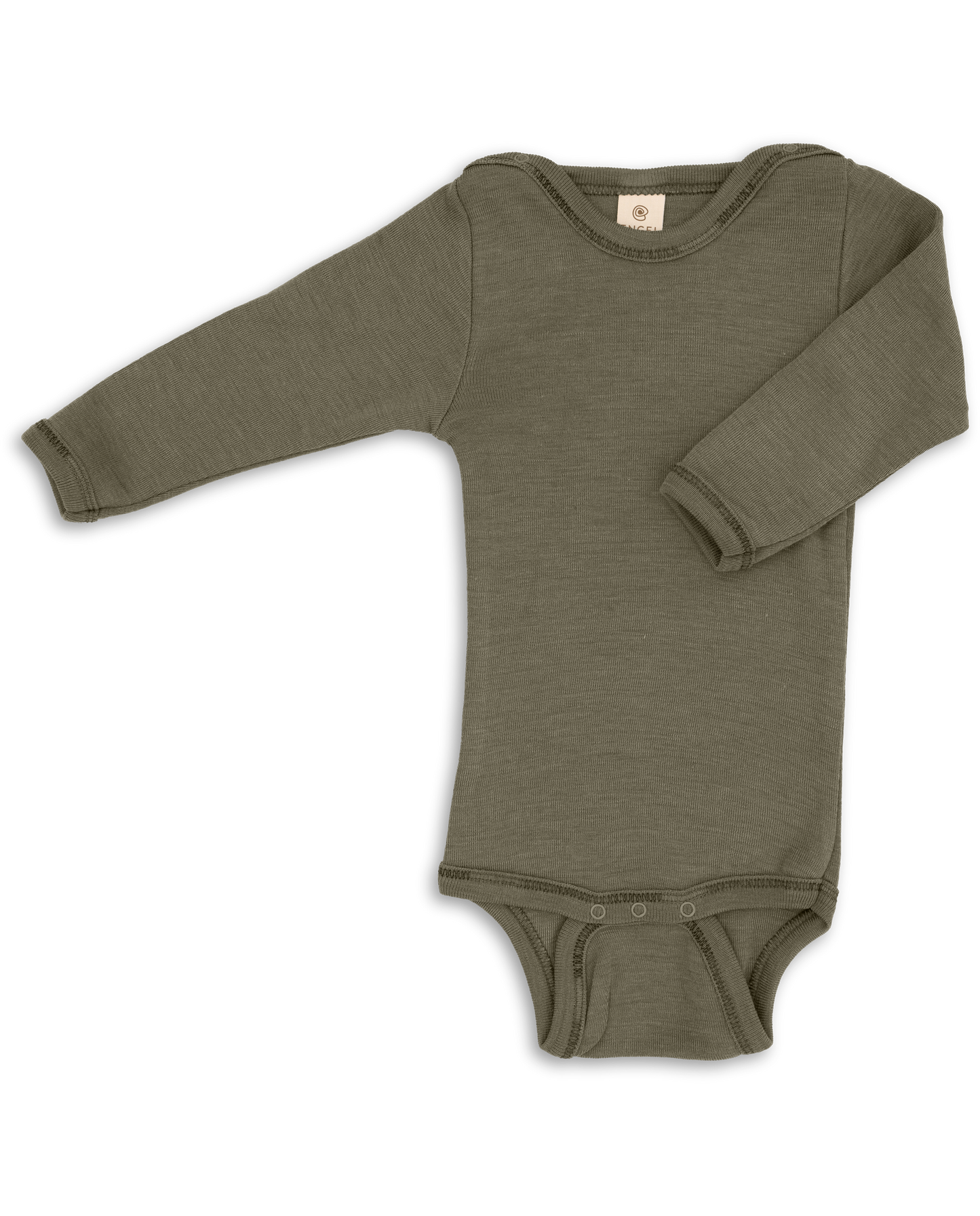 Engel Baby Body, langarm mit Druckverschluss - Olive