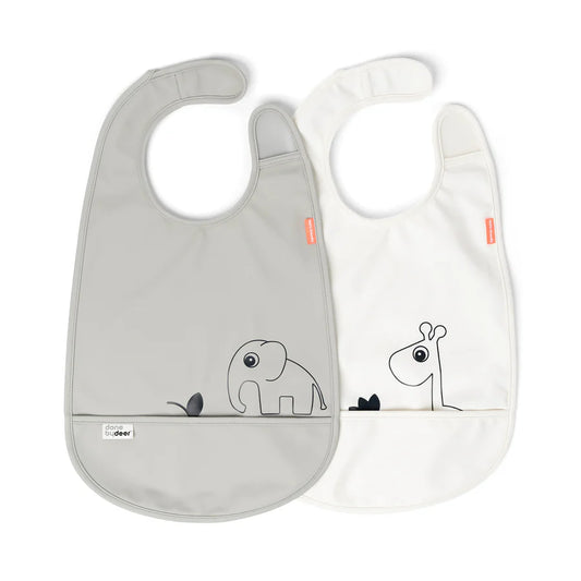Produktbild: 2 -er Pack Lätzchen deer friends grau/beige von donebydeer im Onlineshop von dasMikruli - Dein Shop für Baby Erstausstattung