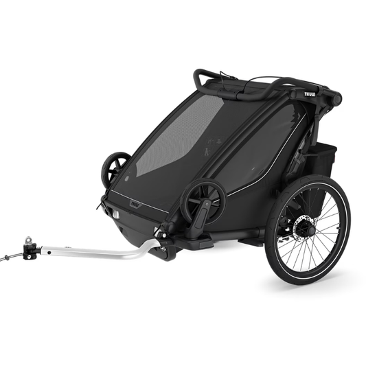 Thule Chariot Sport Kinderfahrradanhänger in Schwarz – Premium Multisport-Anhänger mit Fahrrad-Set, Federung und wetterfestem Verdeck