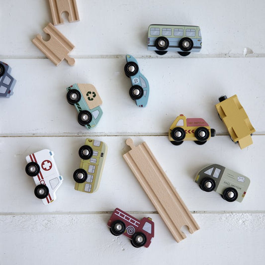 Produktbild: little dutch - Holzeisenbahn Erweiterung Fahrzeuge Set von little dutch im Onlineshop von dasMikruli - Dein Shop für Baby Erstausstattung