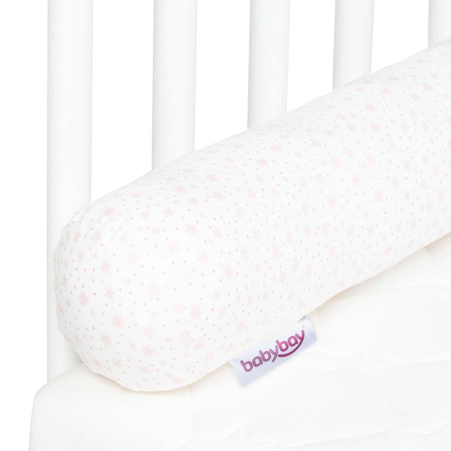 Babybay - Nestchenschlange Organic Cotton / weiß - Glitzersterne rose