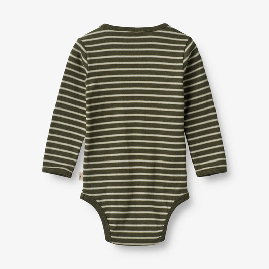 Produktbild: Body Berti - dark green stripe von wheat im Onlineshop von dasMikruli - Dein Shop für Baby Erstausstattung