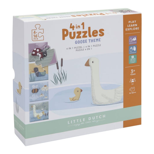 Produktbild: little dutch - Little Goose - 4 in 1 Puzzle-Set Gans von little dutch im Onlineshop von dasMikruli - Dein Shop für Baby Erstausstattung