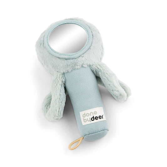 Produktbild: Sensorische Rassel mit Spiegel Jelly Blau von donebydeer im Onlineshop von dasMikruli - Dein Shop für Baby Erstausstattung