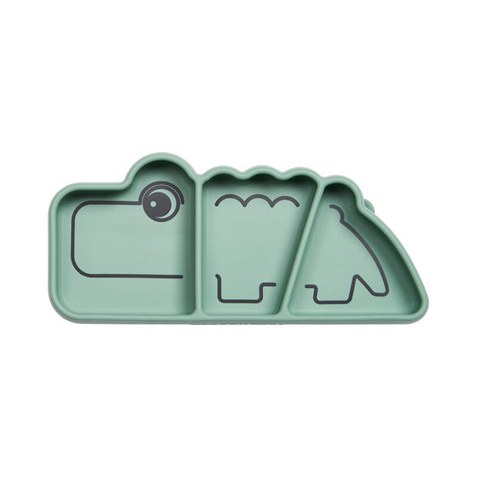 Produktbild: Silikon Stick&Stay Teller Croco Grün von donebydeer im Onlineshop von dasMikruli - Dein Shop für Baby Erstausstattung