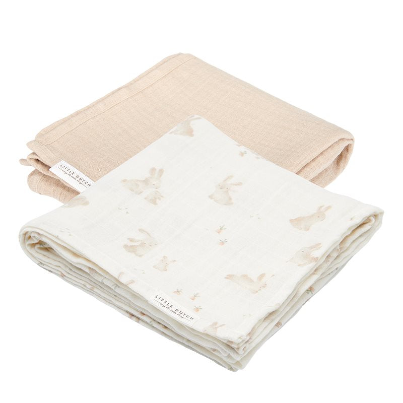 Little Dutch - Musselintuch Swaddles 70 x 70 Baby Bunny / Beige