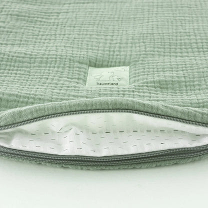 Träumeland - Ganzjahresschlafsack Musselin salbei grün