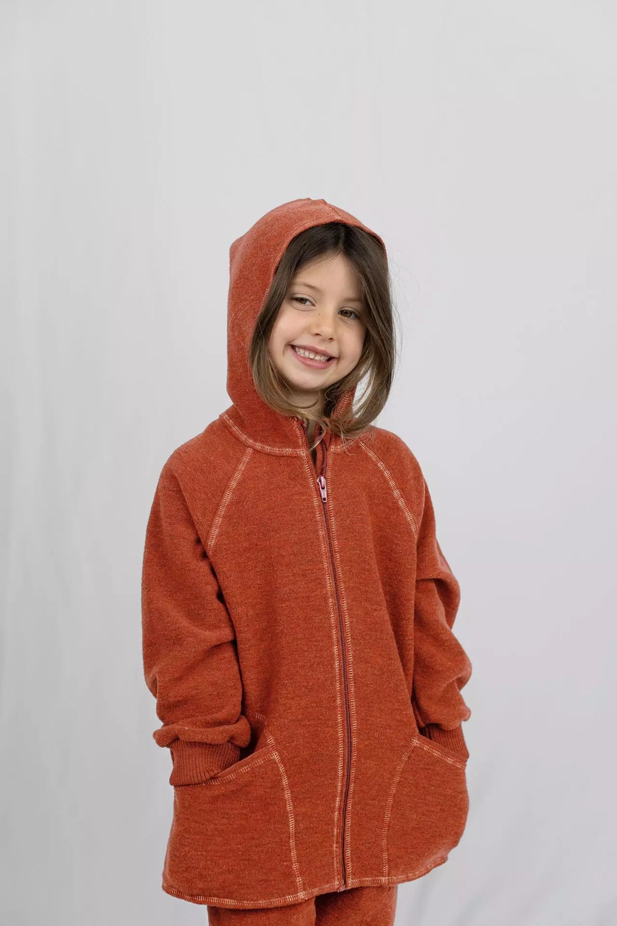 Engel Baby Jacke, mit Kapuze und Reißverschluss 100% Schurwolle