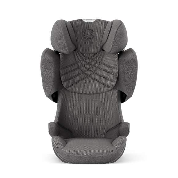 Cybex Solution T i-Fix in  Mirage Grey (Plus) – Frontalansicht mit verstellbarer Kopfstütze
