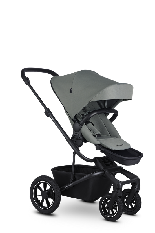 Der Kinderwagen Harvey5 von der Firma Easywalker in der Farbe Agave Green mit Luftreifen.