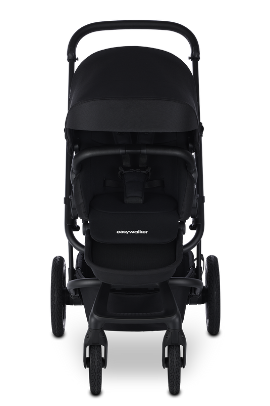 Der Kinderwagen Harvey5 von der Firma Easywalker in der Farbe Midnight Black mit Luftreifen.