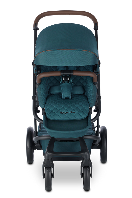 Der Kinderwagen Harvey5 von der Firma Easywalker in der Premium-Version in der Farbe Jade Green.