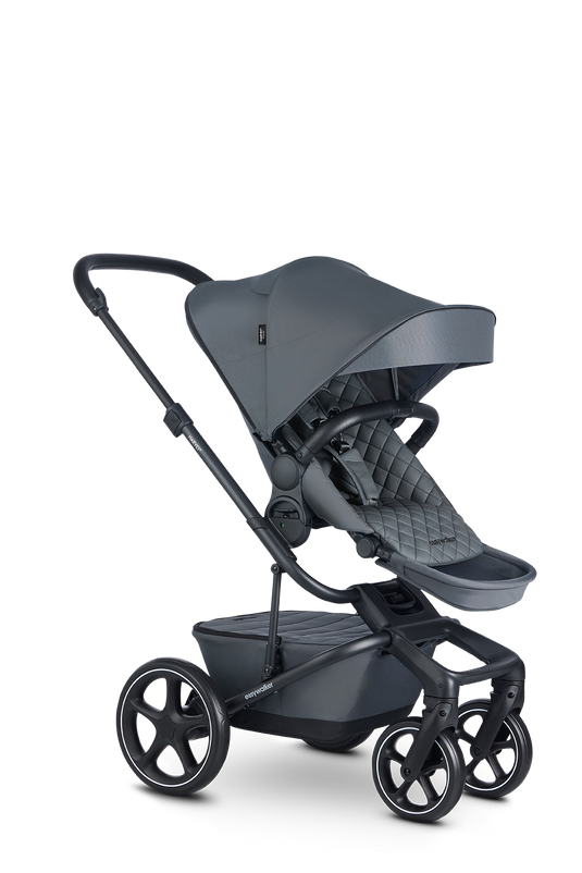 Der Kinderwagen Harvey5 von der Firma Easywalker in der Premium-Version in der Farbe Mineral Grey.