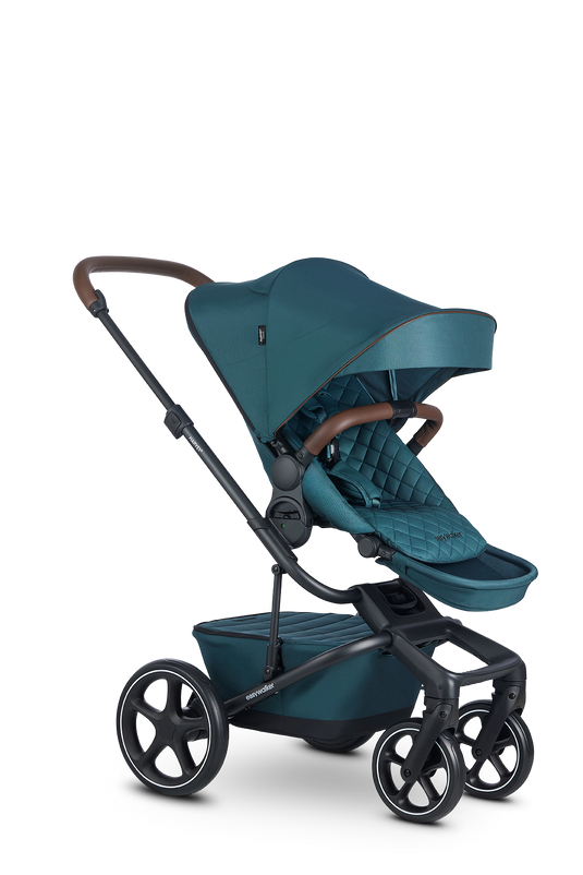 Der Kinderwagen Harvey5 von der Firma Easywalker in der Premium-Version in der Farbe Jade Green.