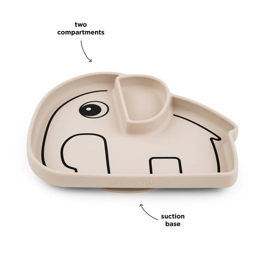 Produktbild: Donebydeer - Silikon Stick&Stay Teller Elphee Sand von donebydeer im Onlineshop von dasMikruli - Dein Shop für Baby Erstausstattung