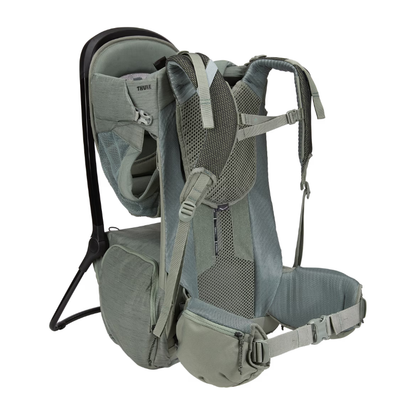 Thule Kindertrage in Grün – ergonomische Rückentrage mit atmungsaktiven Schultergurten, gepolstertem Hüftgurt und verstellbarem Rückensystem für Komfort auf Wanderungen