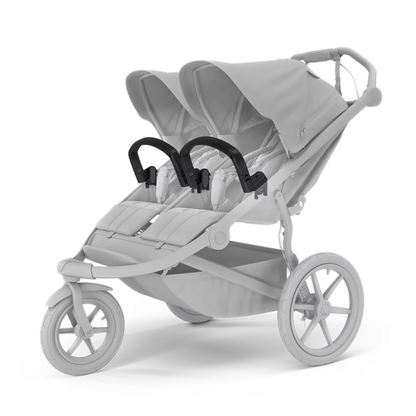 Thule Doppelkinderwagen mit zwei montierten schwarzen Sicherheitsbügeln