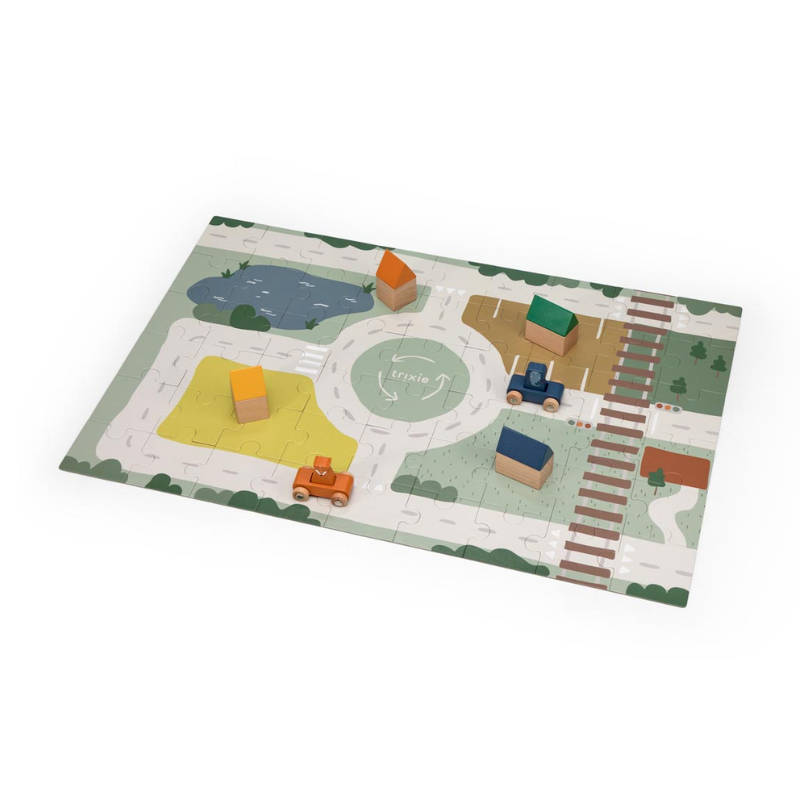 Trixie - Holzstraßenpuzzle mit Zubehör