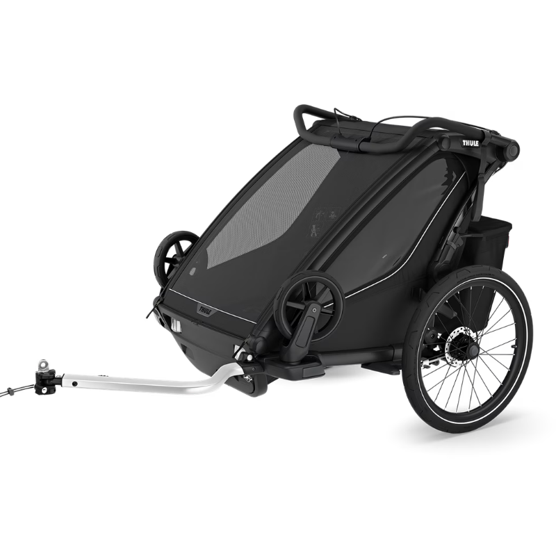 Thule Chariot Sport Kinderfahrradanhänger in Schwarz – Premium Multisport-Anhänger mit Fahrrad-Set, Federung und wetterfestem Verdeck