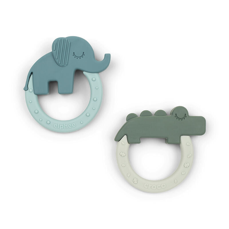 Produktbild: Donebydeer - Beißring 2-er Pack Deer friends Grün/Blau von donebydeer im Onlineshop von dasMikruli - Dein Shop für Baby Erstausstattung