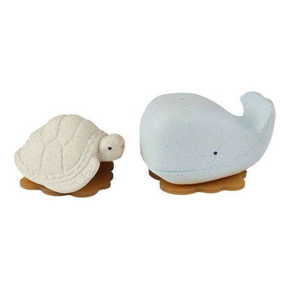 Produktbild: Hevea - Badespielzeug Set Wal + Schildkröte - Naturkautschuk / upcycled von HEVEA im Onlineshop von dasMikruli - Dein Shop für Baby Erstausstattung